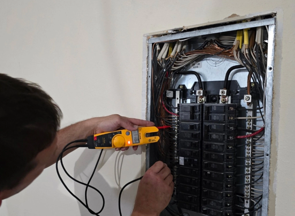 repair services electrician doing a panel repair